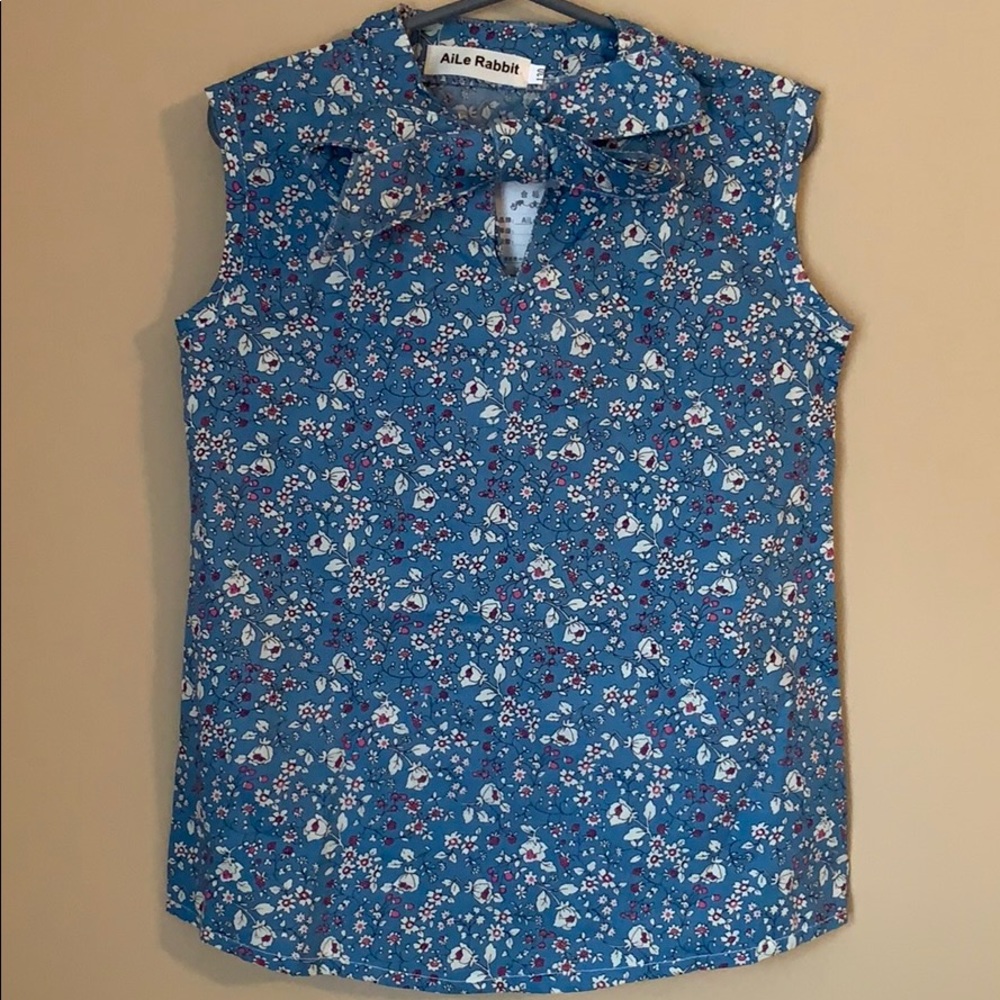 Blue Flower Print Shirt